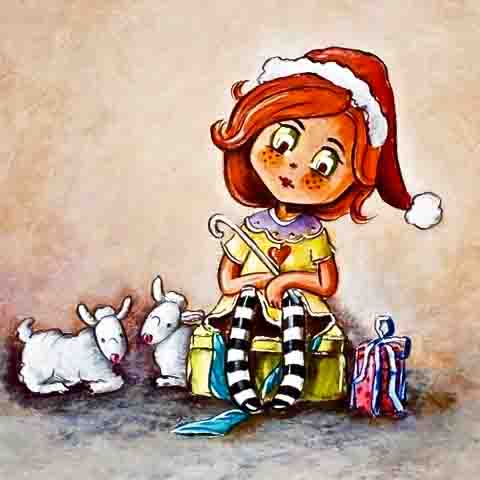 DE213 Wall décor art photographic oil on canvas pop art girl with Xmas hat